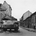 Retek utca a Fény utcától a Széna tér felé nézve. Német Panther típusú harckocsi roncsa.