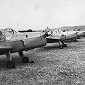 Esztergom-tábor, repülőtér. Zlin Z-381 (Bücker) típusú repülőgépek.