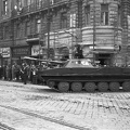 Szent István körút - Falk Miksa (Néphadsereg) utca sarok. PT-76-os úszó harckocsi. A szovjet csapatok ideiglenes kivonulása 1956. október 31-én.