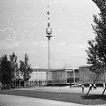 Donaupark,az 1964-es Nemzetközi Kertészeti Kiállítás épületei, háttérben a Donauturm.