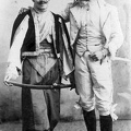 Berán Lajos szobrász, éremművész és Istvánffy Elemér, a Párkányi Takarékpénztár titkára mint amatőr színjátszók az 1906-os Rákóczi ünnepség alkalmával.