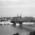 kilátás a Gellérthegyről a Szabadság (Ferenc József) híd és a Fővám tér felé.