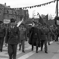 Hősök tere, háttérben a Dózsa György út - Andrássy út sarok, május 1-i ünnepség.