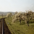 Losonc-Utekáč (Újantalvölgy) vasútvonal szakasza a város előtt, Ipolyszele irányába nézve.