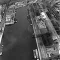 Csepel, légifotó a Szabadkikötő első medencéjéről.