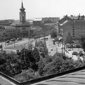 Kálvin tér a Nemzeti Múzeum tetejéről fényképezve.