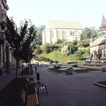 Erzsébet tér, szemben a református templom az Avas oldalában.