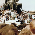 Hősök tere, az erdélyi falurombolás elleni tüntetés 1988. június 27-én.